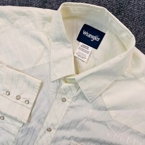 Wrangler Tonal Pearl Snap Western Shirt Men's 2XLT Cream Geometric Donny Stripes